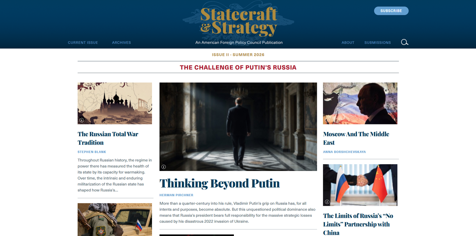 Live screenshot of Statecraft & Strategy website